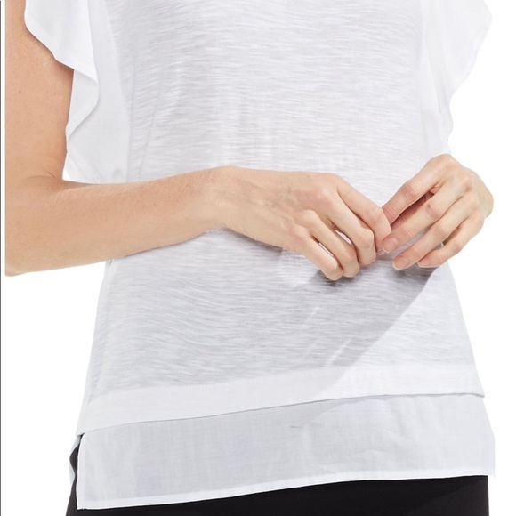 Vince Camuto Vintage Band White Flutter Sleeve Short Sleeve Top Medium - Picture 9 of 9